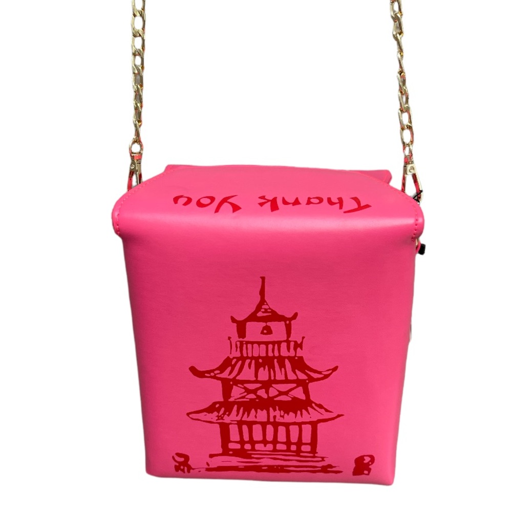 Hello 3am Chinese Food Takeout Box 3D Purse Pink and Red